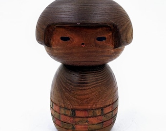 重厚感 美 宮島 無筆 Muhitsu こけし 創作 kokeshi doll Big Exclusive Vintage Kokeshi by Miyajima Muhitsu - Hanakage