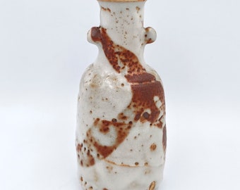 Kutani Ware Porcelain Vase: Ash Glaze, Gold Leaf Ikebana by