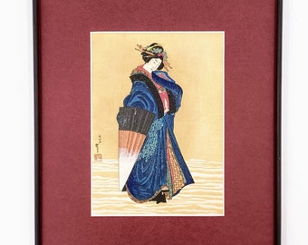 葛飾北斎作「雪中傘美人図」復刻版 - Etsy 日本