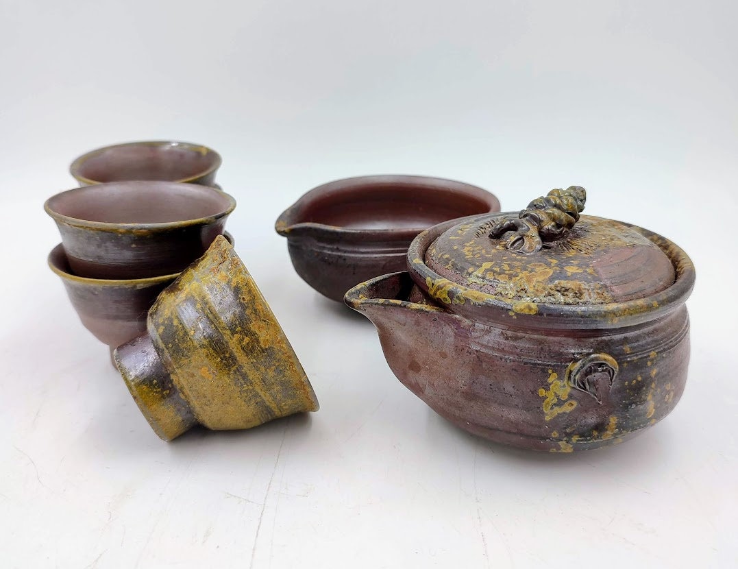 備前焼煎茶器セット(柴岡一海作) 芝岡陶泉堂 備前煎茶セット 柴岡陶泉堂 - Etsy 日本