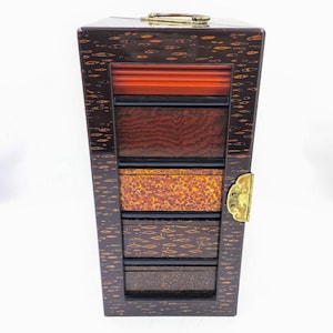 Antique Wajima lacquer Jubako box set