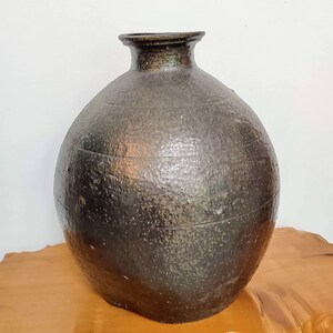 Early Joseon Buncheong Antique Flat Bottle With Flower