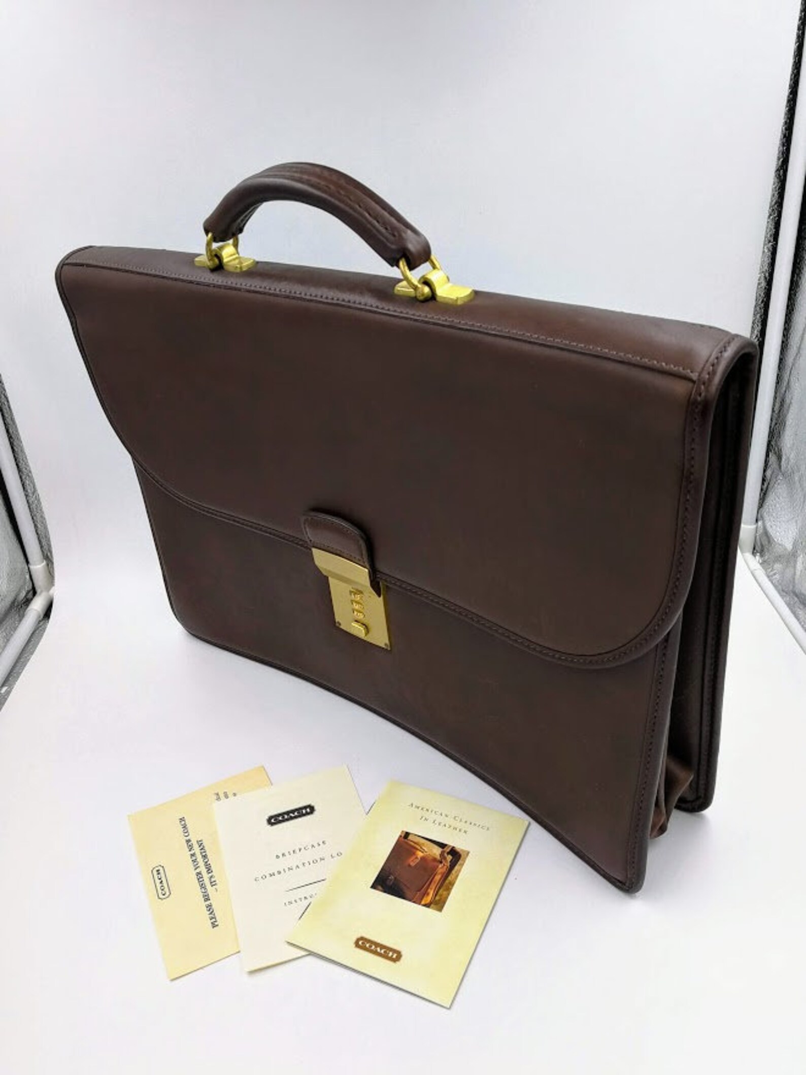 Vintage COACH Briefcase USA Etsy