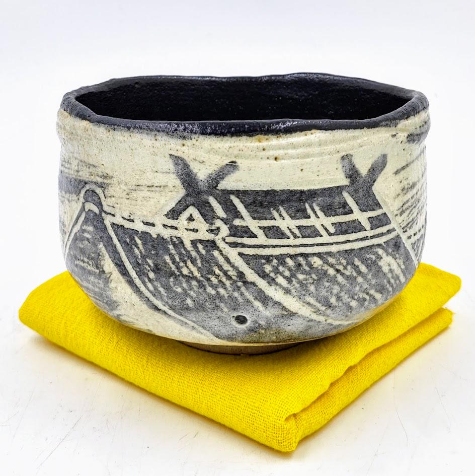 Gorgeous Kuro Raku Chawan by Sasaki Shoraku 3rd
