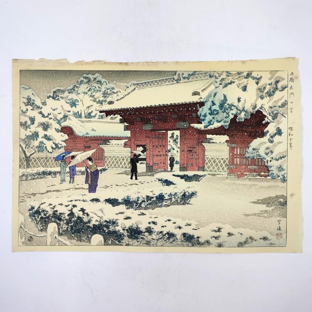 Hongo Red Gate in Snow by Kasamatsu Shiro - Etsy Singapore