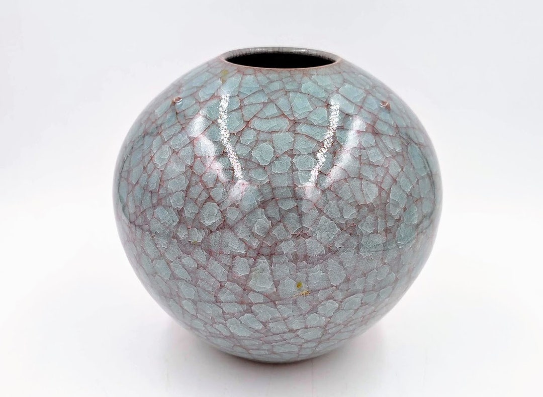 Vase Céramique Craquelé POMAX Vert Céladon - Déco Intérieure Vintage