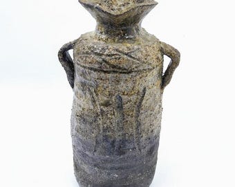 伊賀焼 Iga ware 扁壺 Vase 井村侊生 L09 Rustic Iga Yaki Vase - Etsy