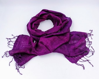Raw Thai silk hand wooven scarf