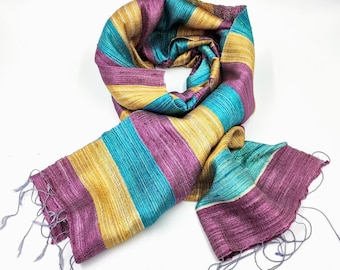 Raw Thai silk hand woven scarf
