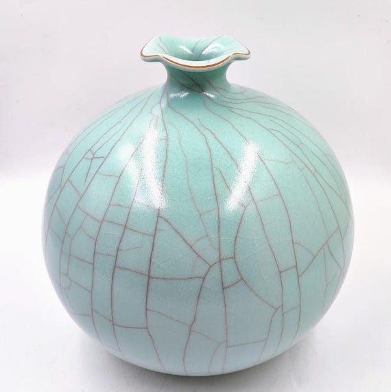 青木清隆青磁花瓶：京焼磁器、ターコイズ釉 - Etsy 日本