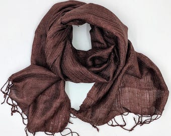 Raw Thai silk hand wooven scarf