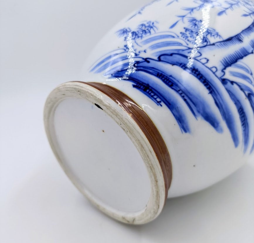 明治工芸品 川本桝吉 瀬戸焼 瓢箪花瓶 里帰り 瀬戸焼 古瀬戸 染付 梅文