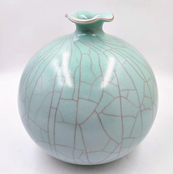 青木清隆青磁花瓶：京焼磁器、ターコイズ釉 - Etsy 日本