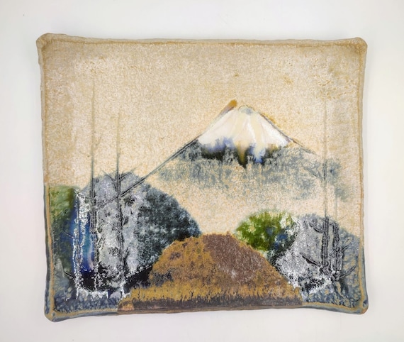用心箱合布 陶額「富士山」 瀬戸焼 寺田みのる インテリア 角皿 大皿 飾り皿 用心箱合布 陶額「富士山」 瀬戸焼 寺田みのる 飾り皿 角皿 大皿 工芸品