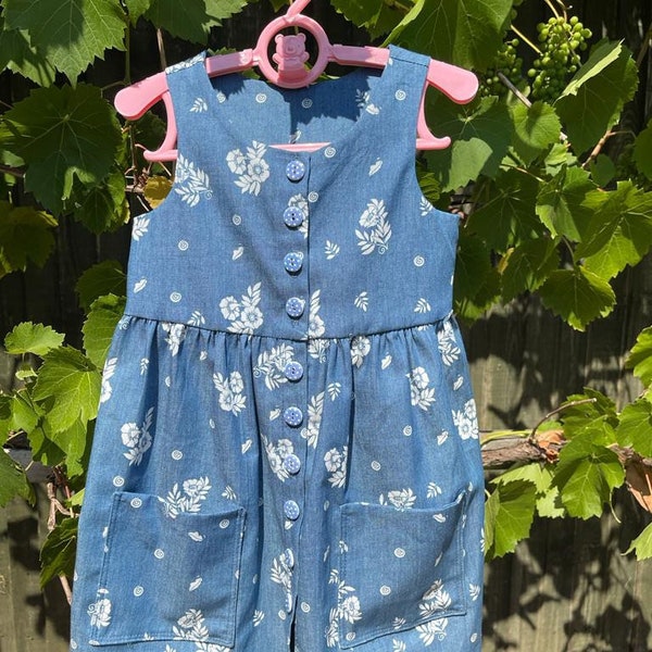 Blue Flower Dress - toddler outfit, 18 months, 24 months, 2 years, toddler clothes, dress