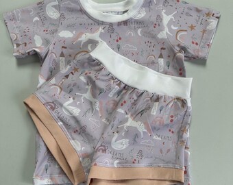 Lilac Unicorn T-Shirt & Shorts Set - 2 years, 3 years, clothing set, toddler gift, toddler clothes