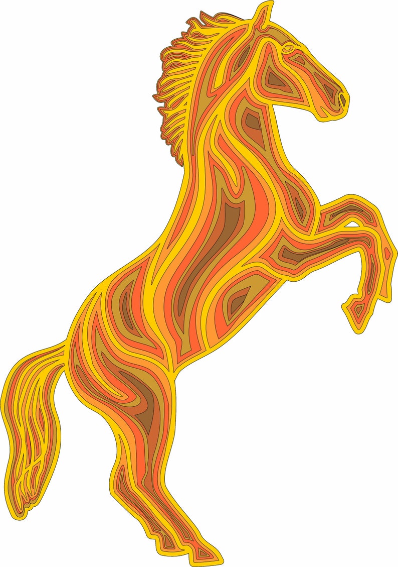 Download Pet Supplies Urns Memorials Animal Mandala Files Dxf Horse Templates Horse Mandala 3d Layered Svg File Cnc File For Wood Horse Multilayer Blueprint Laser Cut Files