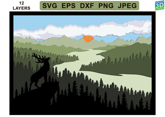 Download 3d Layered Deer Svg Laser Cut Files Cnc File For Wood Tree Etsy