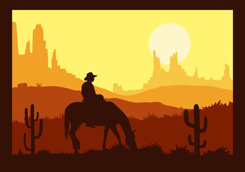 Download 3d Layered Cowboy svg laser cut files cnc file for wood | Etsy