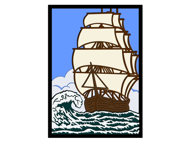 Download 3d Layered Ship svg laser cut files cnc file for wood Ship ...