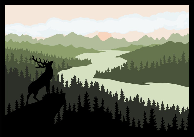 Download 3d Layered Deer svg laser cut files cnc file for wood Tree ...