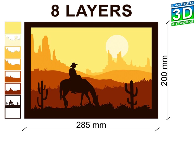 Download 3d Layered Cowboy svg laser cut files cnc file for wood | Etsy