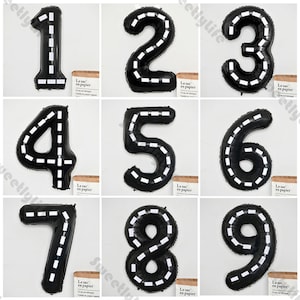 Retro Race Car Themed Black Number Balloon 16"/32"/40" DIY Birthday F1 Car themed Balloons Party Baby Shower Racing Car Party Decor
