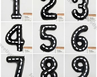 Retro Race Car Themed Black Number Balloon 16&quot;/32&quot;/40&quot; DIY Birthday F1 Car themed Balloons Party Baby Shower Racing Car Party Decor