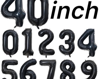 40inch Large Jumbo Number Black Balloons 0 1 2 3 4 5 6 7 8 9 Ball Happy Birthday Party Decoration Adult Kids Ballon Helium Party Globos