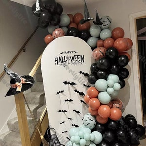 106 / 111 stücke Matt Schwarz Orange Grün Ballons Girlande Bogen Kit Halloween Thema Party Ballon Herbst Baby Shower Haustür Party Dekoration