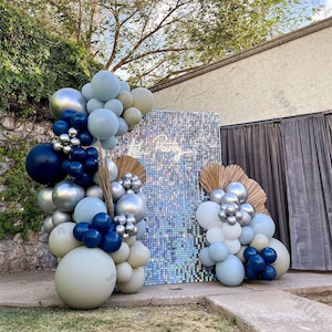 119pcs Macaron Blue Navy Natural Sand Matte White Balloon Chain Baby Shower Gender Reveal Balloons Garland Birthday Party Decoration