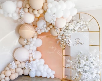 150pcs Double Cream Peach Balloon Garland Arch Kit DIY Matte White Balloon Birthday Party Wedding Decor Baby Shower Background Decorations