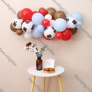 Ghirlanda di palloncini a tema mucca da 40 pezzi, palloncini bianchi, rossi e blu, caramello, fattoria, baby shower, compleanno, matrimonio, sposa, rivelazione del sesso, decorazione per feste