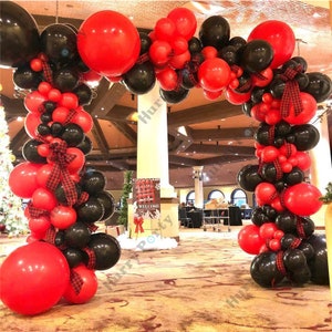 134pcs Mattte Red Black Latex Ballon Party Garland Arch Kit Indoor Backdrop Decorations Supplies