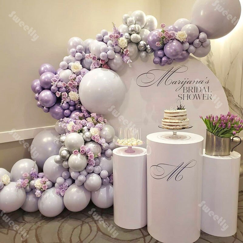 163pcs Doubled Pearl White Purple Balloon Garland Wedding Etsy