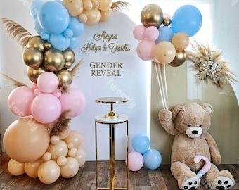 81pcs Cream Peach Brown Balloons Garland Party Decorations Baby Pink Blue Chrome Gold Balloon Arch Baby Shower Deco