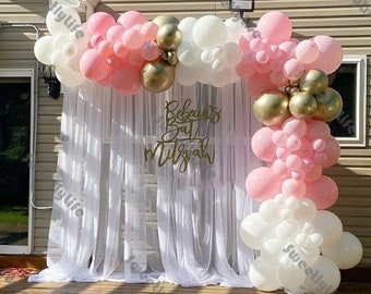 120pcs Macaron Baby Pink Chrome Gold Matte White Balloon Garland Arch Kit Wedding Supplies Birthday Party Baby Shower Anniversary Decor