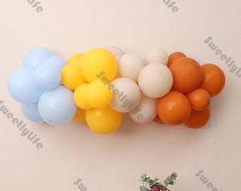40pcs Sun Theme Balloons Garland Arch Set Blue Yellow Orange Natural Sand Balloon Baby Shower Gender Reveal Kid Birthday Party Decoration