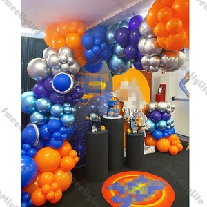 135pcs Matte Orange Blue Balloon Garland Arch Kit Baby Shower Balloons Birthday Background Gender Reveal Wedding Decoration