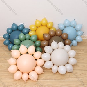 16pc Sun flower Balloon Arch Dusty Blue Green Caramel Boho Sun Garland Primo viaggio intorno al sole Little Sunshine Compleanno Pastello Baby Shower