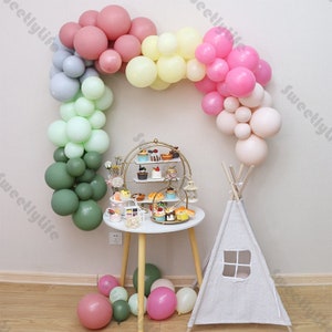 105pcs Retro Arch Doubled Grey Dusty Green Pink Matte Balloon Floor Reveal Wedding Shower Birthday Background Decorative