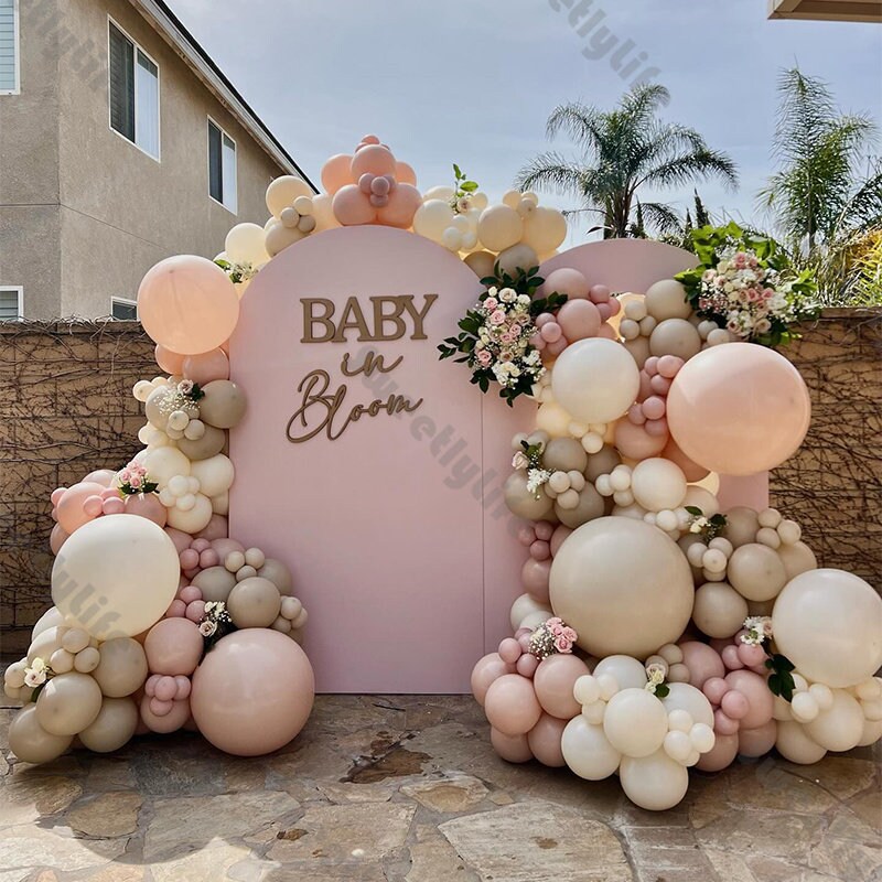 108/160pcs Dusk Pink Sand Boho Balloon Garland Arch Kit Baby Shower Gender Reveal 1ft Birthday Kids Party Bridal Shower Decoration