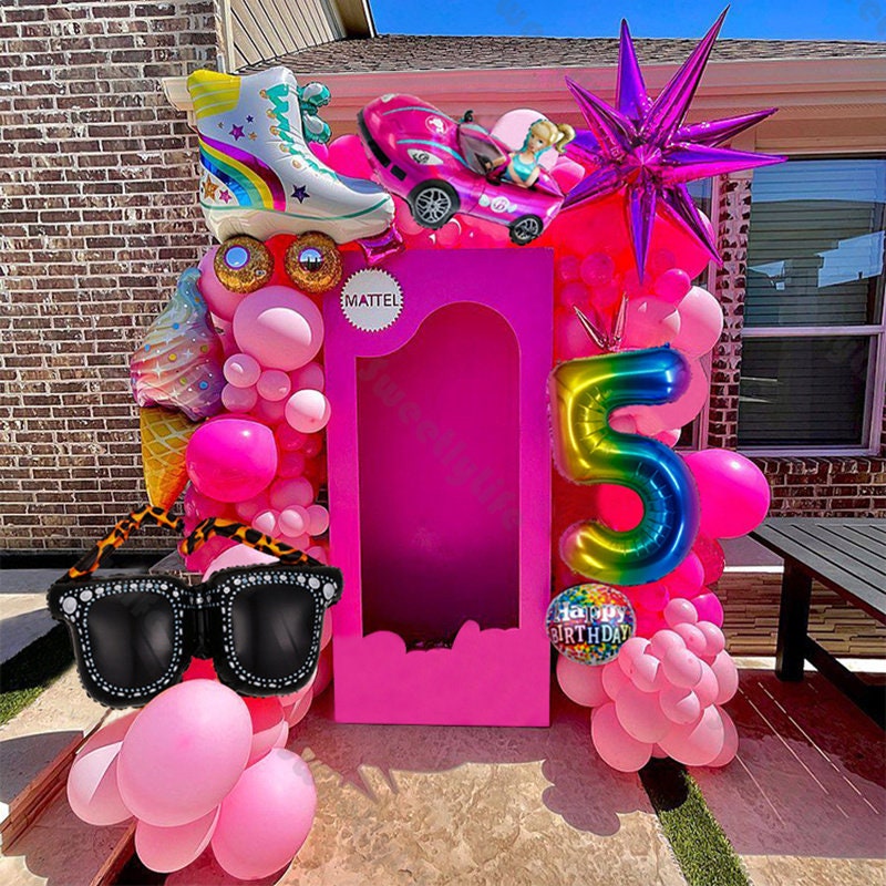 Pour Barbie Thème Décoration Ballons roses Tirer Drapeau Bannière Gâteau  Insérer Ensemble de cartes Filles Fête d'anniversaire Fournitures Ornement