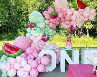 160pcs Macaron Baby Pink Mint Balloon Garland Watermelon Party Balloon Garland Arch Kit Birthday Fruit Holiday Baby Shower Party Supplies