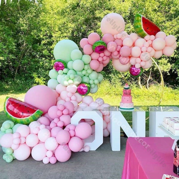 160pcs Macaron Baby Pink Mint Balloon Garland Watermelon Party Balloon Garland Arch Kit Birthday Fruit Holiday Baby Shower Party Supplies