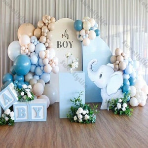 169pcs Macaron Blue Doubled Apricot Cream Peach Natural Sand Balloon Garland Kit Birthday Party Gender Reveal Wedding Decoration