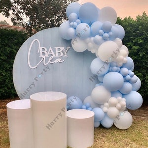 110 pezzi di palloncini bianchi e blu macaron, ghirlanda decorativa per adulti, anniversario di matrimonio, baby shower
