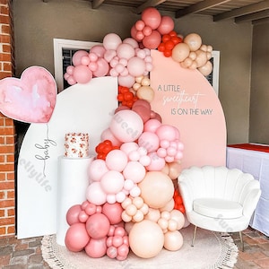 158pcs Baby Shower Balloon Arch Pastel Dusty Pink Red Balloons Gender Reveal Birthday Party Favors Boho Bridal Shower Wedding Decor