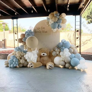 162 pezzi Kit ghirlanda palloncini per baby shower per bambini Arco di palloncini blu pastello bianco beige Festa di compleanno per bambini Rivelazione del sesso del bambino Battesimo