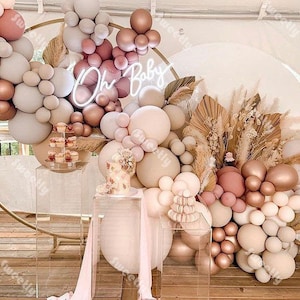 4-17ft Doubled Retro Dusty Pink Cream Peach Apricot Chrome Rose Gold Balloons Baby Shower Arch Birthday Party Wedding Decoration